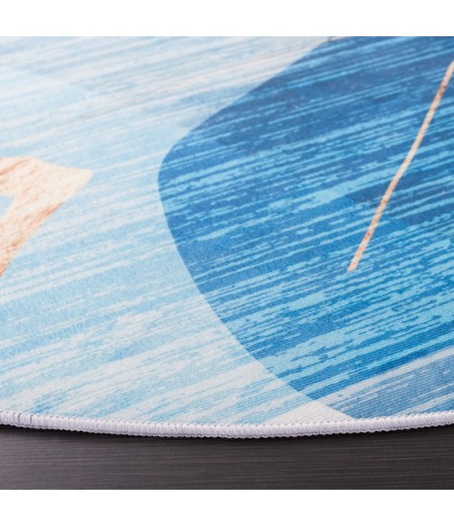 Safavieh Tacoma Blue / Gold Rug TAC836 6 ft. X 6 ft. Round - Rugs Town Safavieh Tacoma Blue / Gold TAC836 6 ft. X 6 ft. Round Rug