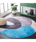 Safavieh Tacoma Dark Grey / Turquoise TAC837 6 ft. X 6 ft. Round Rug