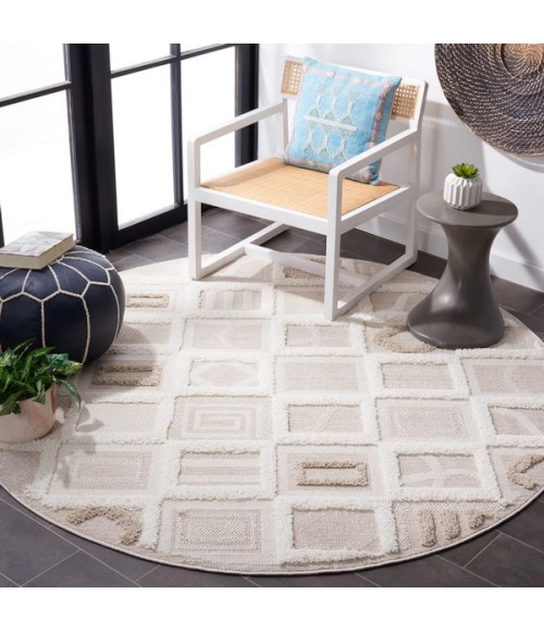 Safavieh Trends Beige / Ivory TRD108 6 ft. 7 in. X 6 ft. 7 in. Round Rug
