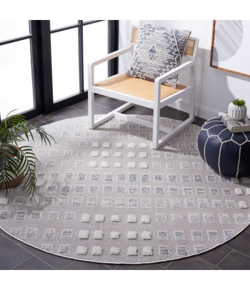 Safavieh Trends Grey / Ivory TRD122 6 ft. 7 in. X 6 ft. 7 in. Round Rug