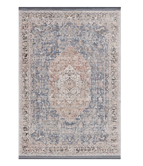 Safavieh Vivaldi Blue / Rust Rug VIV565 5 ft. 3 in. X 7 ft. 6 in. Rectangle - Rugs Town Safavieh Vivaldi Blue / Rust VIV565 5 ft. 3 in. X 7 ft. 6 in. Rectangle Rug