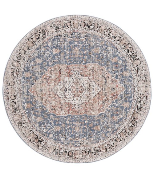 Safavieh Vivaldi Blue / Rust VIV565 6 ft. 7 in. X 6 ft. 7 in. Round Rug