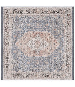 Safavieh Vivaldi Blue / Rust VIV565 6 ft. 7 in. X 6 ft. 7 in. Square Rug