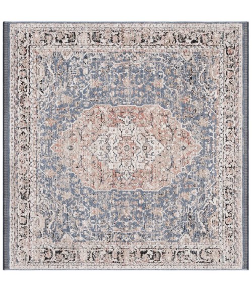 Safavieh Vivaldi Blue / Rust VIV565 6 ft. 7 in. X 6 ft. 7 in. Square Rug