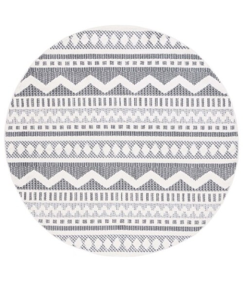 Safavieh Alamo Area Rug ALM716H-7R Safavieh Alamo ALM716 Charcoal / Ivory 6'-7" X 6'-7" Round Area Rug
