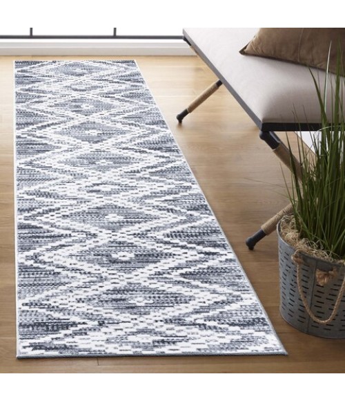 Safavieh Alamo Area Rug ALM717H-28 Safavieh Alamo ALM717 Charcoal / Ivory 2'-2" X 8' Runner Area Rug