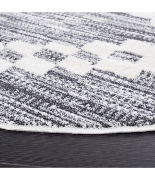 Safavieh Alamo Area Rug ALM717H-7R Safavieh Alamo ALM717 Charcoal / Ivory 6'-7" X 6'-7" Round Area Rug