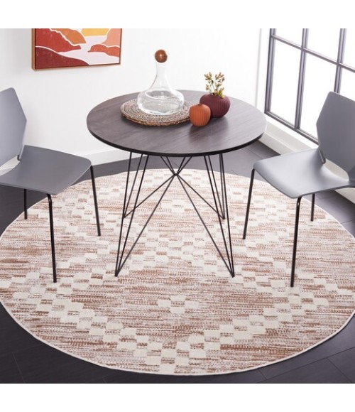 Safavieh Alamo Area Rug ALM717T-7R Safavieh Alamo ALM717 Taupe / Ivory 6'-7" X 6'-7" Round Area Rug