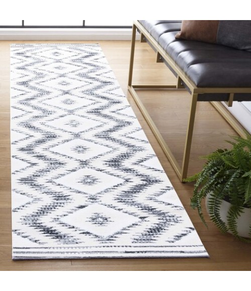 Safavieh Alamo Area Rug ALM737H-28 Safavieh Alamo ALM737 Ivory / Charcoal 2'-2" X 8' Runner Area Rug
