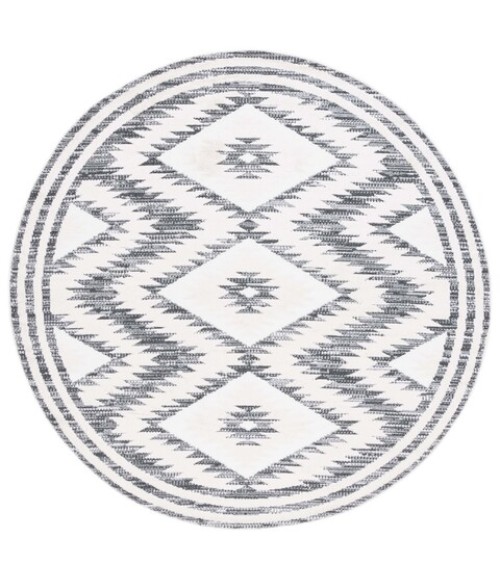 Safavieh Alamo Area Rug ALM737H-7R Safavieh Alamo ALM737 Ivory / Charcoal 6'-7" X 6'-7" Round Area Rug