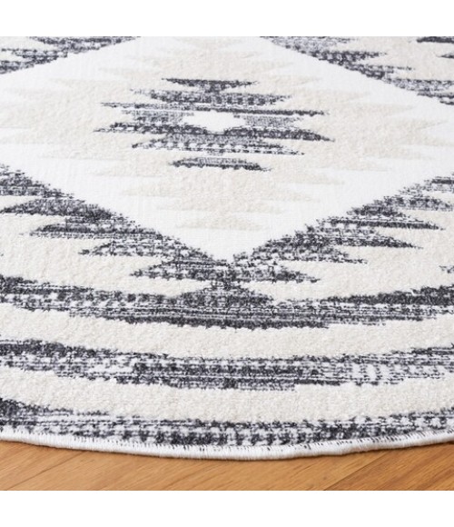 Safavieh Alamo Area Rug ALM737H-7R Safavieh Alamo ALM737 Ivory / Charcoal 6'-7" X 6'-7" Round Area Rug