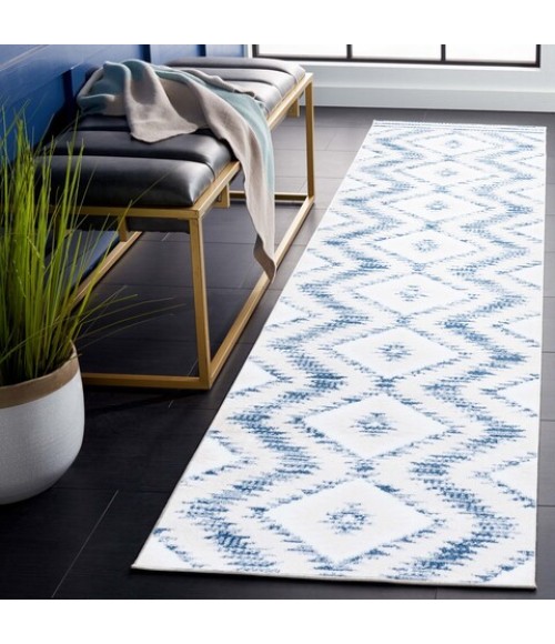 Safavieh Alamo Area Rug ALM737M-28 Safavieh Alamo ALM737 Ivory / Blue 2'-2" X 8' Runner Area Rug