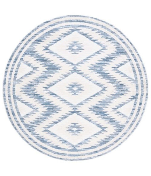 Safavieh Alamo Area Rug ALM737M-7R Safavieh Alamo ALM737 Ivory / Blue 6'-7" X 6'-7" Round Area Rug