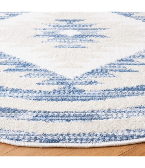 Safavieh Alamo Area Rug ALM737M-7R Safavieh Alamo ALM737 Ivory / Blue 6'-7" X 6'-7" Round Area Rug