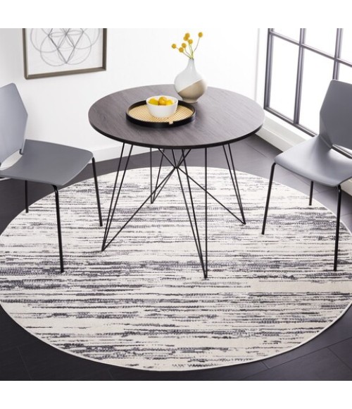 Safavieh Alamo Area Rug ALM742H-7R Safavieh Alamo ALM742 Charcoal / Ivory 6'-7" X 6'-7" Round Area Rug