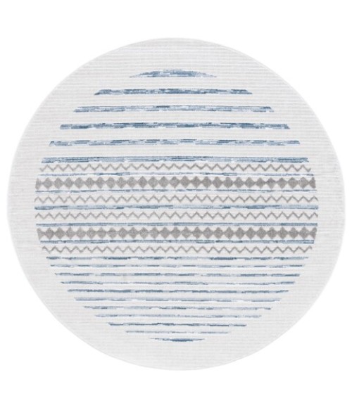 Safavieh Alamo Area Rug ALM775N-7R Safavieh Alamo ALM775 Ivory / Navy 6'-7" X 6'-7" Round Area Rug