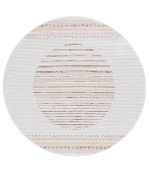 Safavieh Alamo Area Rug ALM775T-7R Safavieh Alamo ALM775 Ivory / Brown 6'-7" X 6'-7" Round Area Rug