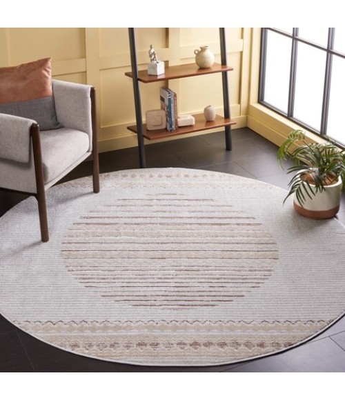 Safavieh Alamo Area Rug ALM775T-7R Safavieh Alamo ALM775 Ivory / Brown 6'-7" X 6'-7" Round Area Rug