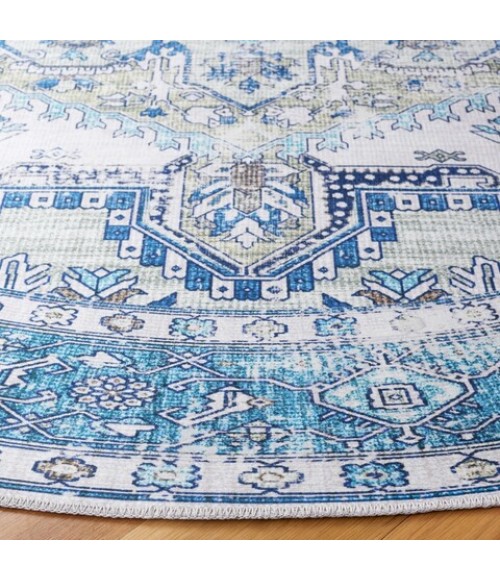 Safavieh Arizona ARZ105 Beige / Blue 6' X 6' Round Area Rug