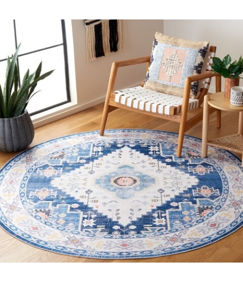 Safavieh Arizona ARZ107 Navy / Ivory 6' X 6' Round Area Rug
