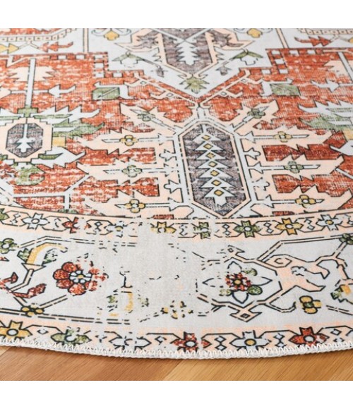 Safavieh Arizona ARZ120 Ivory / Rust 6' X 6' Round Area Rug
