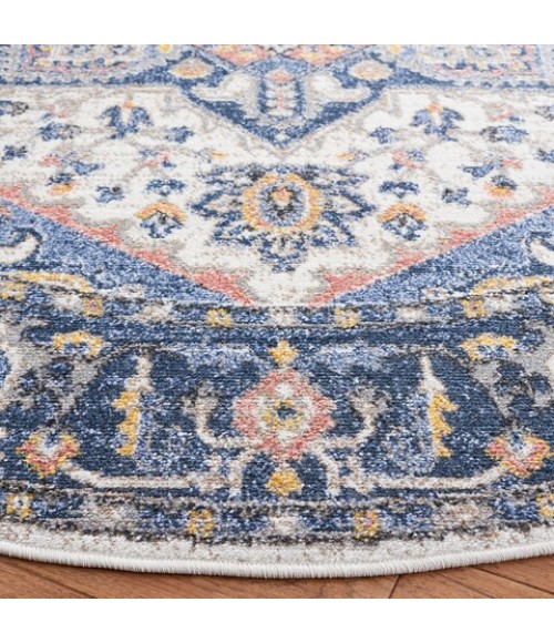 Safavieh Astoria ASA404 Blue / Rust 6'-7" X 6'-7" Round Area Rug