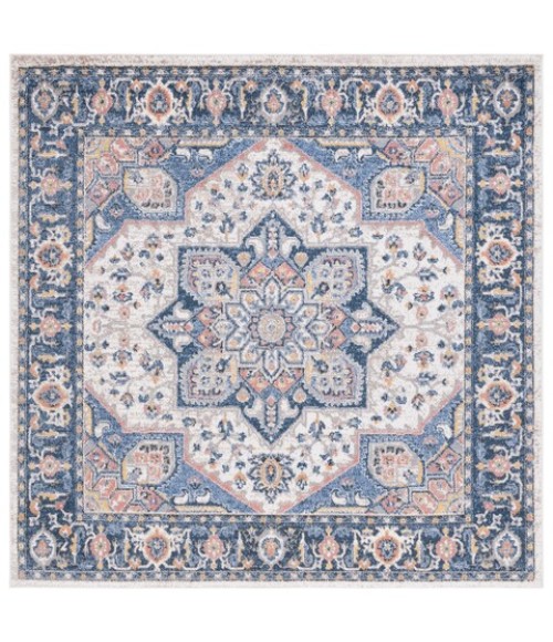 Safavieh Astoria ASA404 Blue / Rust 6'-7" X 6'-7" Square Area Rug