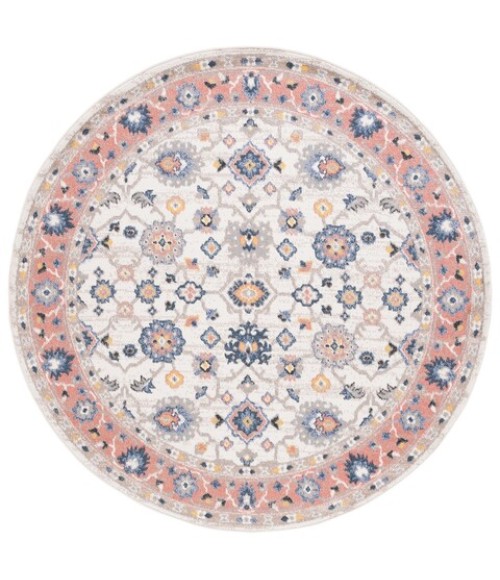 Safavieh Astoria ASA408 Ivory / Rust 6'-7" X 6'-7" Round Area Rug