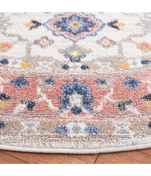 Safavieh Astoria ASA408 Ivory / Rust 6'-7" X 6'-7" Round Area Rug
