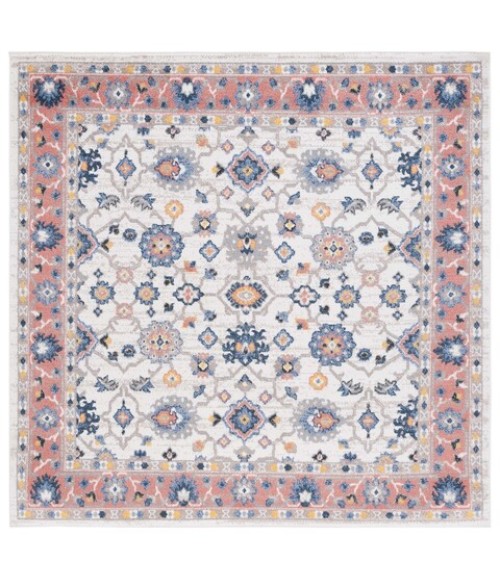 Safavieh Astoria ASA408 Ivory / Rust 6'-7" X 6'-7" Square Area Rug