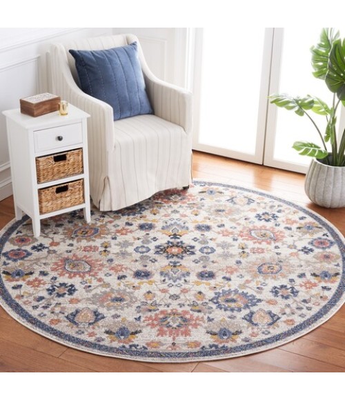 Safavieh Astoria ASA410 Beige / Blue 6'-7" X 6'-7" Round Area Rug