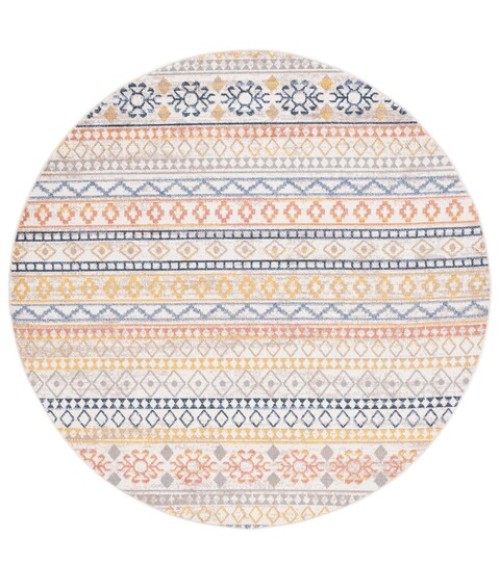 Safavieh Astoria ASA414 Ivory / Blue Rust 6'-7" X 6'-7" Round Area Rug