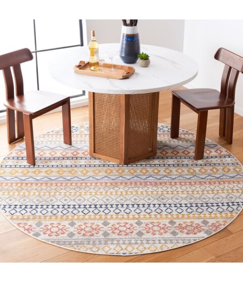 Safavieh Astoria ASA414 Ivory / Blue Rust 6'-7" X 6'-7" Round Area Rug