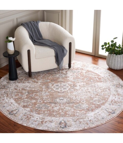 Safavieh Baltimore BAL852 Ivory / Rust 6'-7" X 6'-7" Round Area Rug