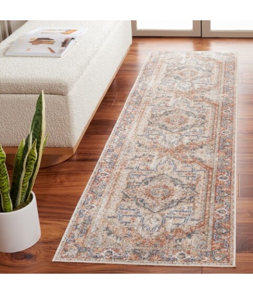 Safavieh Baltimore BAL854 Beige / Rust 2'-2" X 8' Runner Area Rug