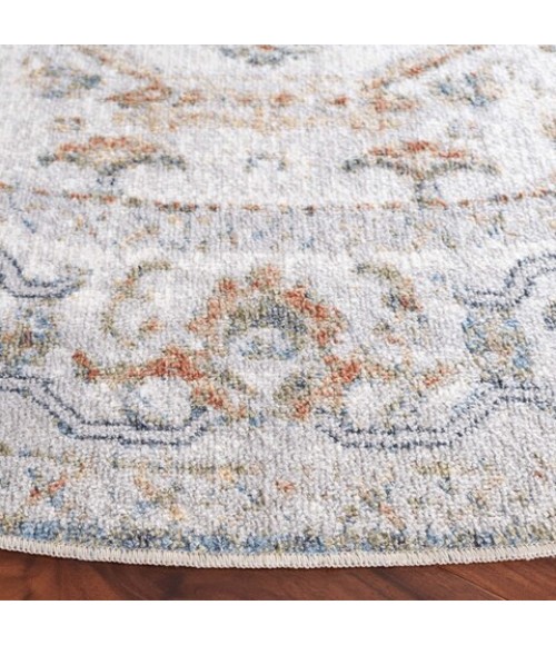 Safavieh Baltimore BAL854 Light Grey / Rust 6'-7" X 6'-7" Round Area Rug