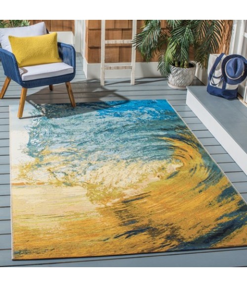 Safavieh Barbados BAR510 Blue / Gold 5'-3" X 7'-6" Rectangle Area Rug