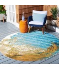 Safavieh Barbados BAR510 Blue / Gold 8' X 8' Round Area Rug