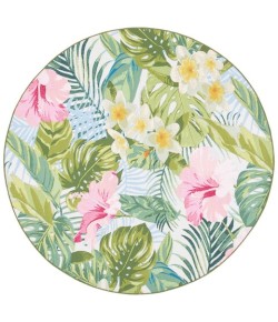 Safavieh Barbados BAR516 Green / Pink 8' X 8' Round Area Rug