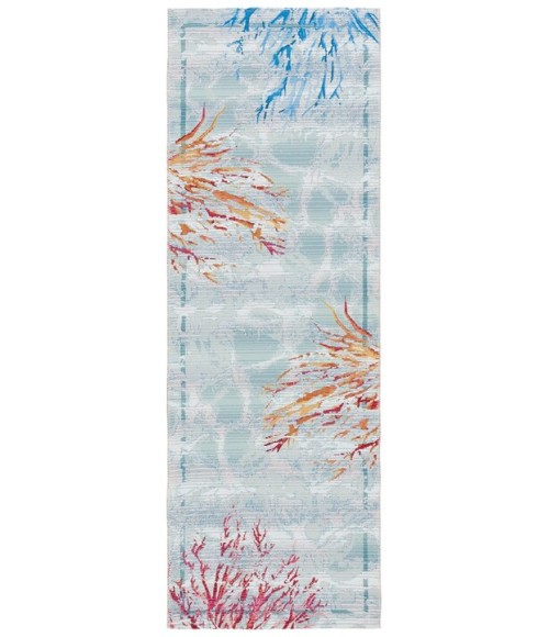 Safavieh Barbados BAR535 Teal / White 2'-8" X 8' Runner Area Rug