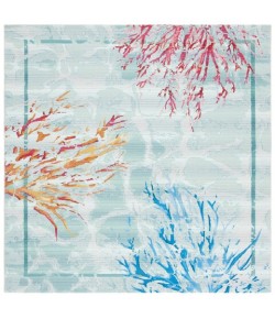 Safavieh Barbados BAR535 Teal / White 6'-6" x 6'-6"Square Square Area Rug