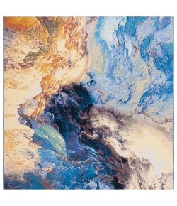 Safavieh Barbados BAR540 Blue / Rust Gold 6'-6" x 6'-6"Square Square Area Rug