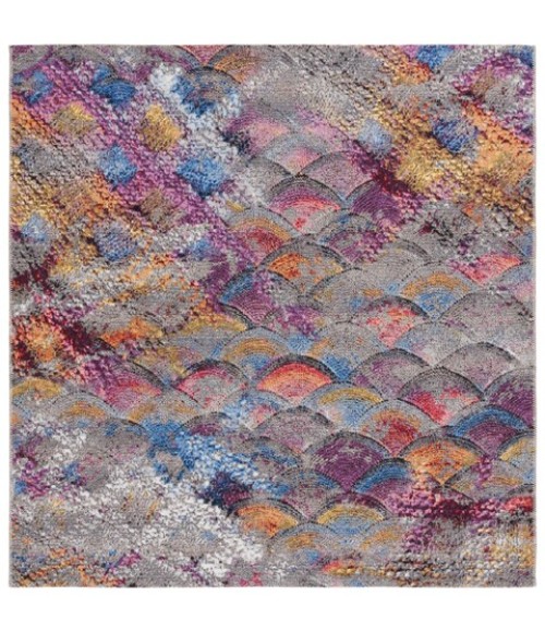 Safavieh Barbados BAR547 Grey Purple / Blue Gold 6'-6" x 6'-6"Square Square Area Rug