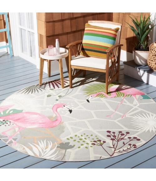Safavieh Barbados BAR551 Grey / Pink 8' X 8' Round Area Rug