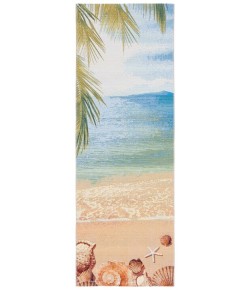 Safavieh Barbados BAR555 Gold / Blue 2'-8" x 10'-5" Runner Area Rug
