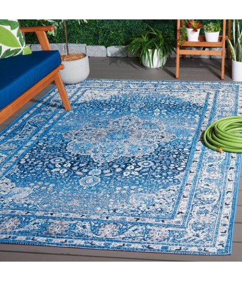 Safavieh Barbados Area Rug BAR558M-9 Safavieh Barbados BAR558 Blue / Ivory 9'-10" x 12'-5" Rectangle Area Rug