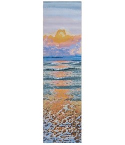 Safavieh Barbados BAR581 Gold / Blue 2'-8" x 10'-5" Runner Area Rug