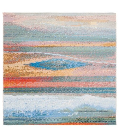 Safavieh Barbados BAR585 Light Blue / Pink 5'-3" X 5'-3" Square Area Rug
