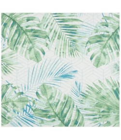 Safavieh Barbados BAR590 Green / Teal 6'-6" x 6'-6"Square Square Area Rug