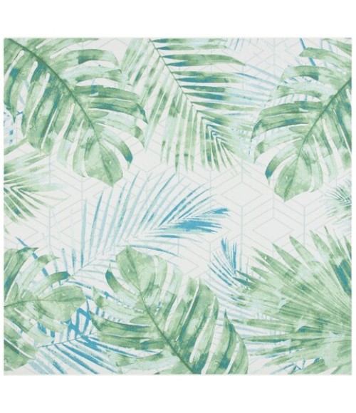 Safavieh Barbados BAR590 Green / Teal 8' X 8' Square Area Rug
